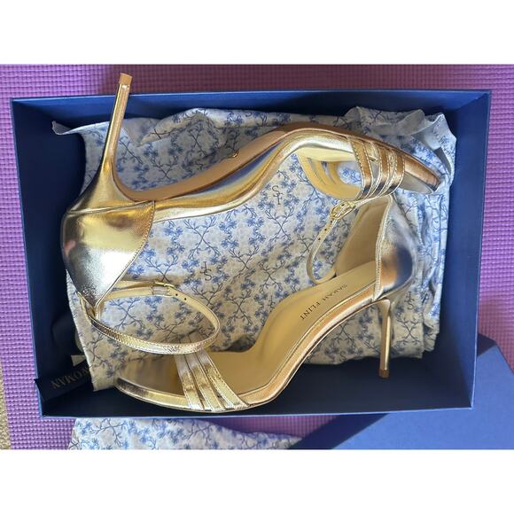 $450 Sarah Flint Perfect Sandal 85 NEW Gold Nappa Sz US 9 IT 39.5 - Picture 3 of 9